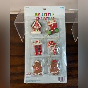 6 Gingerbread Themed Christmas Ornaments Mini Tree Decorations